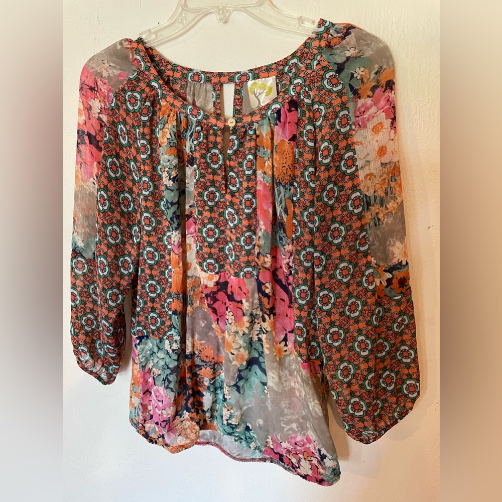 Fig and Flower Anthropologie long sleeve blouse shirt
